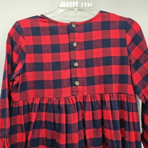 Hanna Anderson Red & Navy Buffalo Plaid Flannel Dress Girks Size 14/16 - Picture 5 of 7